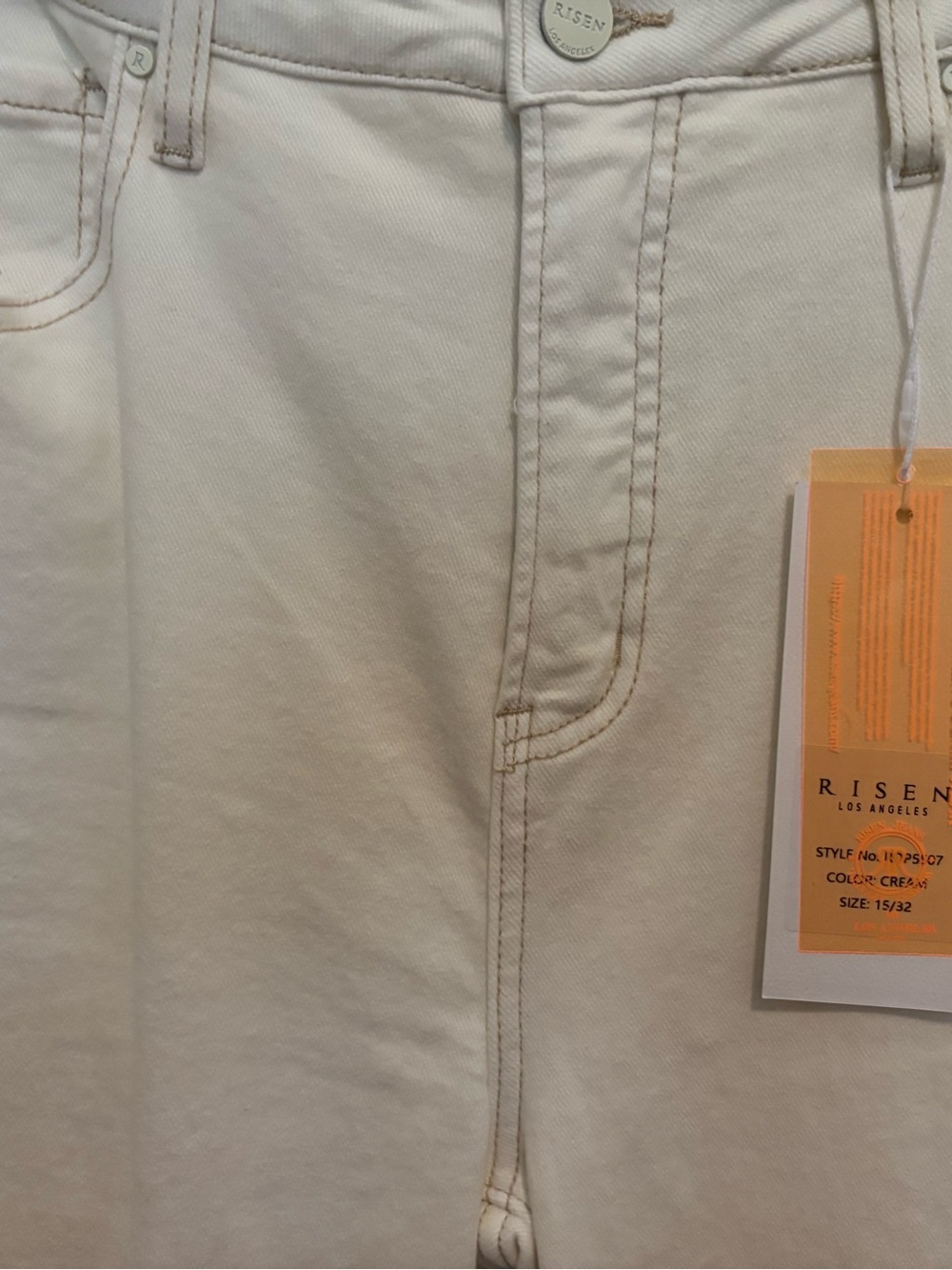Risen- Women's High-Rise Straight Jeans in Cream 15/32 - Picture 2 of 4